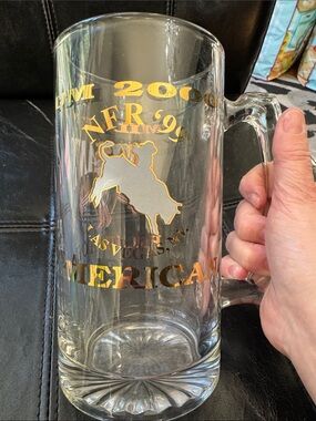 Glass Beer Stein Mug with Gold Rodeo Design NFR 99 Las Vegas rodeo
